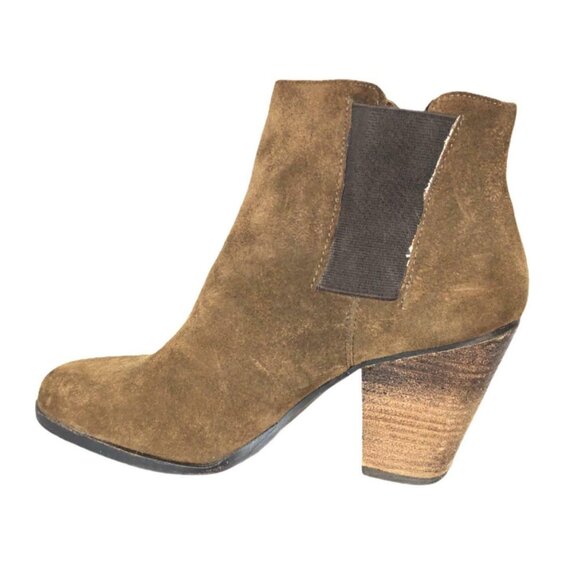 Vince Camuto Ankle Boots Womens 7.5 B Brown Leather Suede VP Hessa Chunky Heel P - Picture 7 of 12
